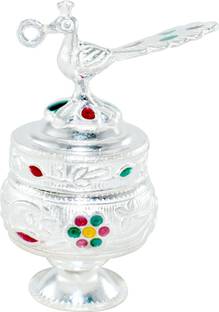 KMJ Pure Silver(chandi) sindoor-dani/Box for Womens, kumkum Box (wt. 17-18 grams) Silver