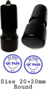 LRK QC PASS Self Ink Stamp Blue Color Pri Inked Stamp 20X20mm Round