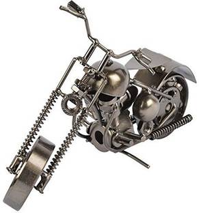 Vcare Decorative showpiece Metal Handmade Vintage Motor Bike Miniature Small 16 cm Long Decorative Showpiece for Home Decor (Metallic, 16) Decorative Showpiece  -  16 cm