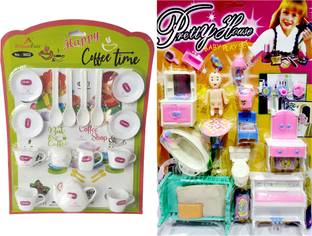 PRIMEFAIR Pretty Home Baby Play Set Doll Portable Sets with Coffee Playset Toys for Kid's