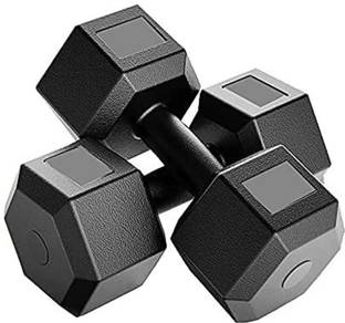 Dee Fit 10kg Hexagon shape PVC Dumbbell for Gym Or Home workout Fixed Weight Dumbbell