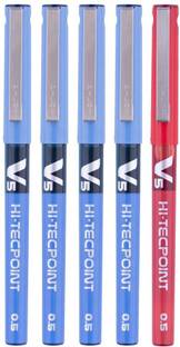 PILOT V5 Grip (Blue/Red - Set of 5) Roller Ball Pen