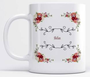 LOROFY Floral Frame Name Shifan Printed Ceramic Coffee Mug