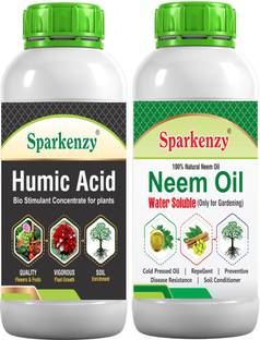 SparKenzy organic Neem oil 250ml + Humic acid 250ml water soluble for plants Fertilizer, Manure, Potting Mixture