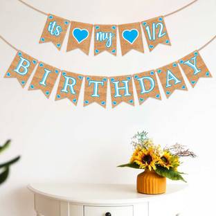 ZYOZI Its My 1/2 Birthday Banner-Half Birthday Banner,Half Birthday Decorations (Blue) Banner