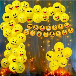 FLIPZONE Emoji Theme Birthday Decoration Kit Combo - 52Pcs