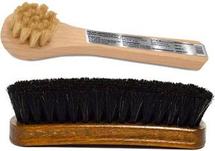 Pro Shoe Application and Horse Hair Brush Combo Dense Bristles Brush