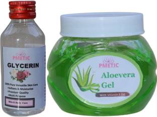 pmetic 100ml Glycerin, 200Gm Aloe Vera Gel, For Skin Man & Woman Face Wash