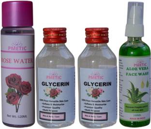 pmetic 100ml Rose Water,100ml Aloevera ,200ml Glycerin For Face Face Wash