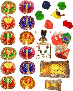 Lootnixx (Pack of21 Only for Size-0)12-Laddu Gopal Dress With 5-Napy,1-Mukut Set,1Cushion Dress