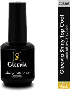 Gleevia UV Nail Top Coat Glossy with Brush 15ml Pack Transparent