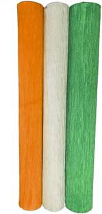 Sejas Collections |Set of 3, Tri-color| Best Quality Crepe / Wrinkled Paper Rolls, for Making National Flag, DIY Flower Making and Gift Wrapping, 8ft Length / 20in Width, 75 gsm Craft paper