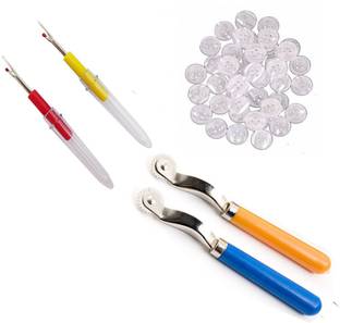 Crafts Haveli 3 Items Combo : 2 Seam Ripper, 2 Tracing Wheel & 20 White Button Sewing Kit