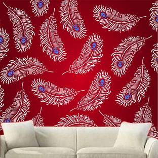 PARDECO WallStencilsFeather peacock Feather Design Wall Paint Design DIY Size 16X24 Inch. Mayur Feather Stencil