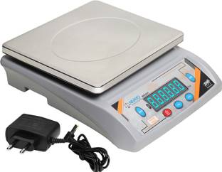 NIVAYO 30Kg Double Display chargeable Weight Machine with Steel Plate Top for Shop/Home Weighing Scale