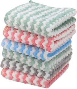 Weldeym Microfiber 400 GSM Baby Face Napkin /Rumal Extra Soft (Pack of 6) Multicolor Cloth Napkins