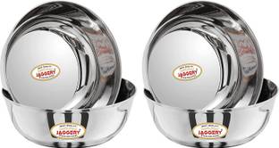 JAGGERY Stainless Steel Serving Bowl 600ml Katora/Big Bowl Set Useful As Mixing/Serving Donga (15cm Diameter, 4)