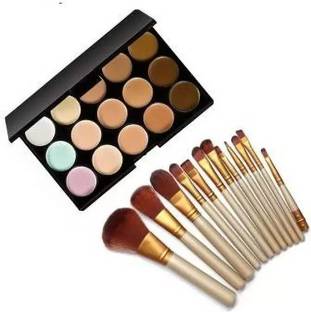 ZOVLY 15 Color Cream Concealer Palette with Make up Brush Set