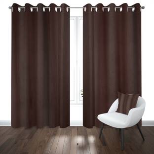 YELLOW WEAVES 215 cm (7 ft) Polyester Blackout Door Curtain (Pack Of 2)