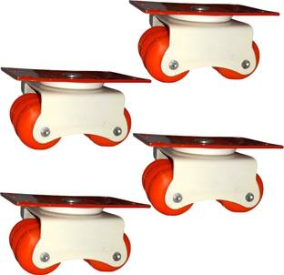 RINTL Revolving / Fix 6 Wheel Caster - Heavy Duty 400 Kg Load Capacity Set of 4 Bar Stool Wheels
