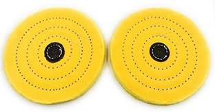 Erasio Polishing Yellow Muslin Cloth Buff 6"x50 Folds Stitched Bufing Wheel Leather Hub Multi Vise Tool