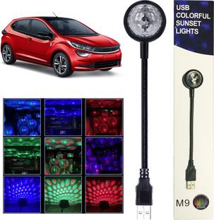 MOOZMOB 360 Degree Flexible Portable 7 Colors + 9 Functional Mode with Pattern Changer Button USB Disco Projector Led Light for Altroz Car SUVs Home Bedroom Led Light