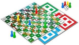 HHS SPORTS 2 in 1 Ludo and Snake Ladder Wooden Board with Dice & Tokens| Strategy & War Board Game