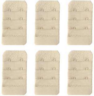 WWINKS Bra Hook extenders or Extention Without Elastic 2 Hooks Beige Pack of 6 Hook Extender