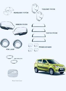 Autxin Exterior Chrome Accessories Combo Kit For Alto 800 T-2 (2016-2018) Set Of 21Pcs Chrome Maruti Alto 800 Side Garnish