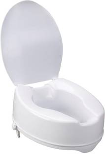 veayva RAISED TOILET SEAT 4 INCH WITH LID |COMMODE SEAT ELEVATOR 4 INCH WITH LID Commode Shower Chair