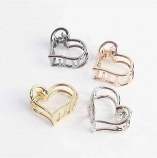 KPCreations HEART SHAPE METAL HAIR CLAW CLIP SET OF 4 PCS MULTICOLOR Hair Clip