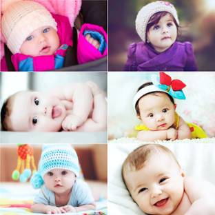 Pack of 6 Cute and Smiling Baby Fine Art Print