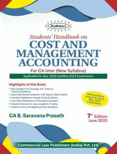 Commercial CA Inter Padhuka Students Handbook on Cost and Management Accounting For New Syllabus By B. Saravana Prasath Applicable for November 2022 / May 2023 Exam
