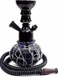Sm impex Smoking Black Hookah Kharbooja Shape Glass Hookah ( 8 inch) 8 inch Iron Hookah
