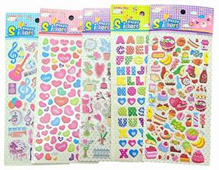 Z-Plus 12.7 cm Favors Gift Class Rewards(200+ Stickers) (Pack of 5 ( Mix Themes)) Self Adhesive Sticker