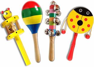 prisma collection Colorful Wooden Baby Rattle Musical Infant Toys - Any Pack of 4 Rattle