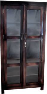 VARSHA FURNITURE Solid Sheesham Wood Book Shelf for library | Glass Door| Storage| Book Case Solid Wood Close Book Shelf