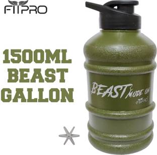 FitPro BEAST 1.5L SPORTS GALLON WATER BOTTLE FOR GYM SHAKER WITH MIXER BALL GREEN 1500 ml Shaker