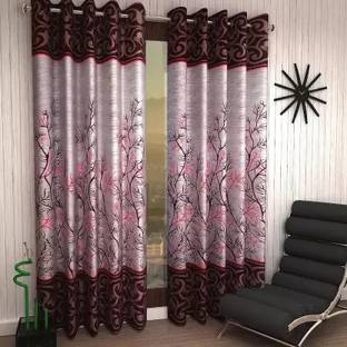 STAMEN 214 cm (7 ft) Polyester Semi Transparent Door Curtain (Pack Of 2)