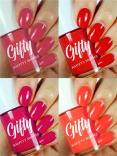 GIFTY No Toxin Nail Lacquer Wedding Combo Pack of 4 Sista Squad4 (Wedding Edition) Love Bite,Bossy Red,Spoiled Diva,Rocking Red