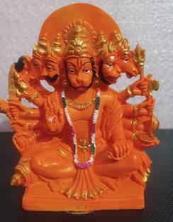 SVC Handicrafts Panchmukhi Hanuman Murti Statue for Pooja Room 6 Inch Height Decorative Showpiece  -  15 cm