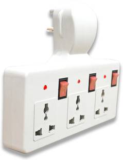 Digiway 3+3 Universal Multiplug Socket Extension with Individual Switch & LED Indicator 6 A Three Pin Socket