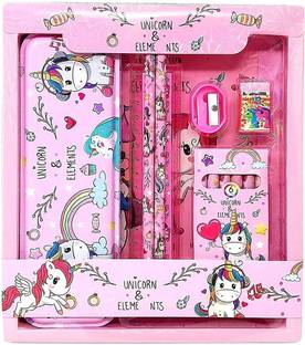 shivas Unicorn 12pcs Stationery Set with Eraser Color Scale Geometry Pencil Box