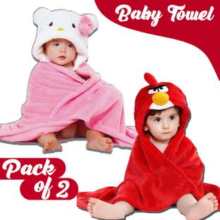 Pandaoriginals Red, Light Pink Free Size Bath Robe