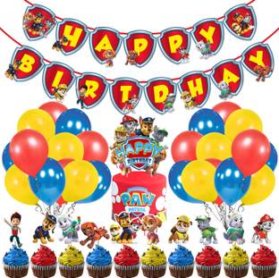 ज़्योज़ी Paw Patrol Party Supplies, Paw Patrol Birthday Decorations for Boys(Pack of 37)