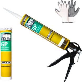 Buildingshop X Wacker GP Silicon Glue Sealant and Gap Filler Windows, Tiles (GP Kit, Black) Crack Filler