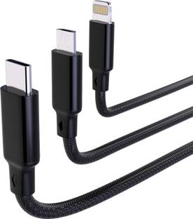 Unix 3 IN 1 Ultra Charging Speed Type - C | Micro USB | Lightning USB टाइप C केबल