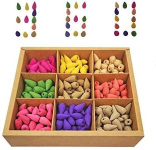 AROHI ENTERPRISES Backflow Incense Cones 80 Pcs 3 Mixed Natural Scents Lavender Jasmine Rose Rose, Jasmine, Lavender