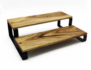 AppEasy Metal & Wood Kitchen Cupboard Space Saving Shelf Organiser-2 Step (Brown / DIY) Wooden, Iron Wall Shelf