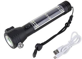 4tens Aluminium 7 Mode Solar with USB LED Rechargeable Torch Light LED Helmet Strip Light